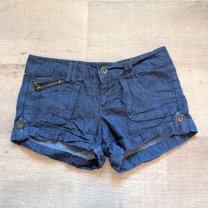 Dollhouse Chambray Shorts Juniors 3 Dark Denim Cargo Pockets
